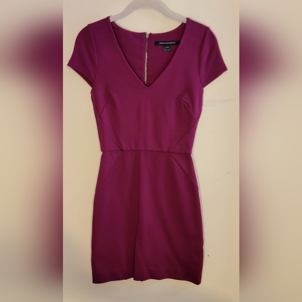 French Connection Raspberry Colored Mini Dress Size 4 - Picture 2 of 7